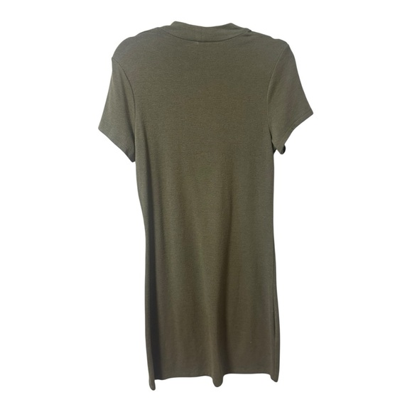 Aritzia Wilfred Free Dondoe Choker Neck Dress Olive Green Short Sleeve Large - Picture 6 of 9